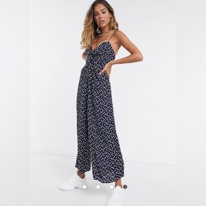 ASOS Blue Polka Dot jumpsuit, size 6, navy blue and white polka dot